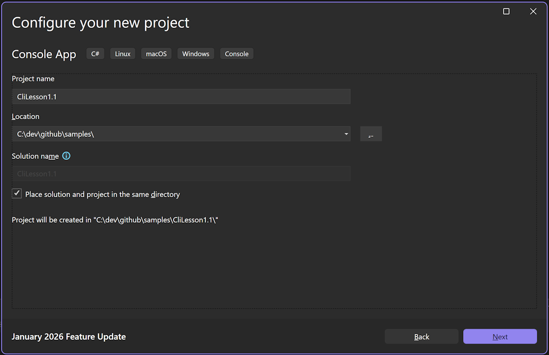New Console App Project